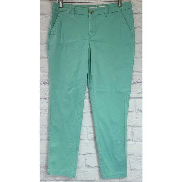 Maison Jules Lou Lou Weekend Casual Chino Pants Womens 8 Teal Green Blue Pockets - Picture 1 of 6